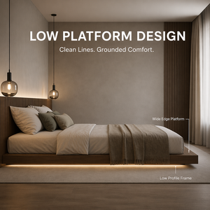 Customizable Solid Oak Wood Eco-Friendly Durable Modern Minimalist <strong>Platform</strong> <strong>Bed</strong> <strong>with</strong> <strong>Storage</strong> Headboard and LED Light - Product Image 3