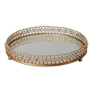 Bandeja de servicio de latón y vidrio, diseño único hecho a mano, estilo antiguo, 2021 - Product Image 4