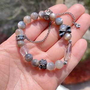 Cristal de roca negro natural y pulsera de cristal de piedra solar joyería de moda de cristal curativo para regalos - Product Image 4