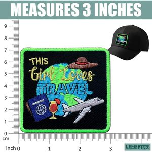 CustomThis Girl Loves Travel Embroidery <b>Patch</b> 3 Inch Iron <b>On</b> <b>Sew</b> <b>On</b> Applique For Bags Travel <b>Patches</b> Fabric - Product Image 2