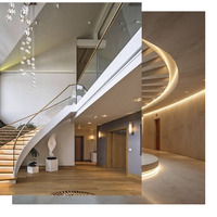 Lustre LED moderne en cantilever pour intérieur et extérieur, design en spirale incurvée pour escalier, avec matériaux en bois massif et en métal
