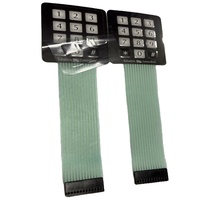 Keypad Membran Switch 3*4 Matriks Embossed 3M467 Perekat Pengontrol Jarak Jauh LED Backlit Warna Kustom Perak/Tembaga FPC