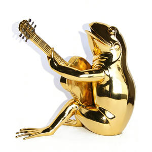 Estatua <span class=keywords><strong>de</strong></span> Fibra <span class=keywords><strong>de</strong></span> Vidrio con Recubrimiento Electrolítico Personalizado <span class=keywords><strong>de</strong></span> un Rana Tocando <span class=keywords><strong>el</strong></span> Violín - Product Image 1