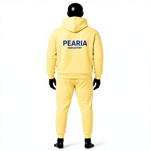 Ensemble survêtement molletonné jaune surdimensionné personnalisé avec logo frontal pour l'hiver – Sweat-shirt et pantalon de jogging en mélange de coton - Product Image 3