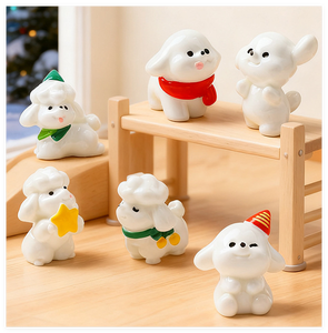 Perlengkapan Seni dan Kerajinan Resin Kartun Cina 3D Anjing Putih Lucu Miniatur Figurin Taman Peri Hewan Barang Grosir Partai Besar - Product Image 4