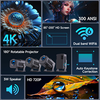Proyector HY320mini Clásico, Android 14, Enfoque Manual Portátil, 300ANSI, Compatible con 4K, 720P, Cine en Casa, Películas, Juegos, LCD LED