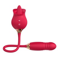 Vibromasseur en silicone en forme de rose avec extension de langue pour stimulation clitoridienne et fonction de succion