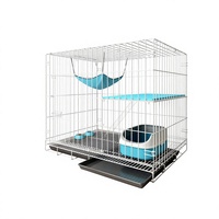 Villa pour chat pliable à 2-4 niveaux en fer, utilisation intérieure/extérieure, avec plateau en plastique et emballage en boîte, personnalisable avec toilette intégrée
