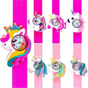 Colorful Rainbow Unicorn Horse bambini bambini ragazzi ragazze studenti Silicone Slap festa di compleanno regalo Baby Lovely Cartoon Watches