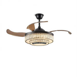 Ventilador de Techo LED de Cristal Contemporáneo de 48 Pulgadas, 4 Aspas, Motor DC, Control Remoto, Silencioso, 6 Velocidades, para Cocina, Comedor - Product Image 1