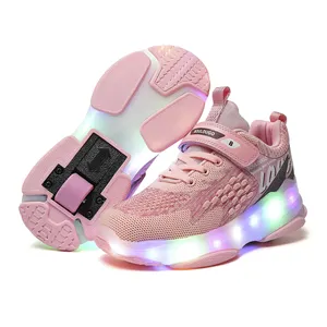 Sapatos infantis luminosos casuais esportivos de corrida, com luz led para ninos