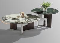 Table basse moderne minimaliste italienne avec plateau en verre noir, structure en acier inoxydable et meuble portable en bois massif pour la maison