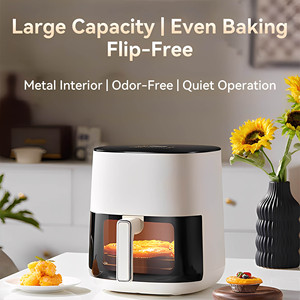 Bagotte Friteuse à air multifonction à commande manuelle, panier unique, sans huile, 5L, en plastique, cuisson rapide, 1500W, grande capacité, saine - Product Image 4