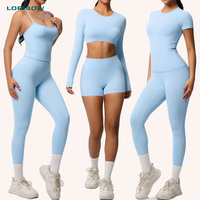 Ensembles de vêtements de sport compressifs pour femmes, 6 pièces, manches longues, shorts, leggings, vestes, crop top, tenues de sport, vêtements d'entraînement