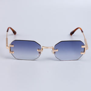 Finewell 3510 새로운 패션 럭셔리 디자인 선글라스 금속 프레임 무테 나일론 다각형 그라데이션 렌즈 우아한 스타일 음영 2025 - Product Image 2