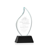 Trophée en cristal noble en forme de flamme en verre transparent pour les récompenses de l'excellence en service, personnalisable