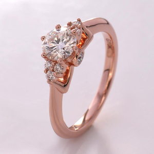 Anillos de Joyería Fina de Oro Rosa Macizo de 10K, 14K y 18K, Estilo Clásico, Corte Redondo, Moissanita VVS, Anillo de Bodas de Oro para Mujer, Regalo - Product Image 2