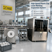 Capuchon de bouteille en plastique fabriqué par une machine de marquage laser de type volant, refroidi par eau, avec inspection visuelle haute vitesse Ezcad et dispositif de rejet automatique