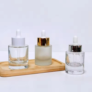 Thick Wall 30ml 1oz 50ml 20ml Clear Frosted Cosmetic Serum Glass Dropper <b>Bottles</b> <b>Empty</b> for Hair Face Essential Oil - Product Image 1