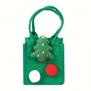 Sac de Noël personnalisé en polyester RPET, mini sac cadeau de mariage, sac cadeau de Noël imprimé en sérigraphie, sac portable pour bonbons en feutre - Product Image 1