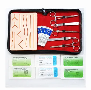Fornecedor 2/0 6/0 7/0 8/0 10/0 médica seda cirúrgica fio de sutura de nylon trançado com agulha curva dupla kit de sutura cirúrgica