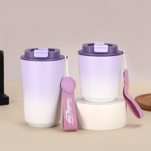 Gobelet isotherme dégradé en acier inoxydable à double paroi de 260 ml et 450 ml avec paille et corde de transport, tasse à double usage - Product Image 4
