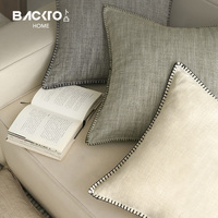 Housse de coussin de canapé moderne de luxe en lin et coton brodé intérieur solide taie d'oreiller décor de salon fournitures d'hôtel