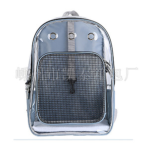 Pet bag, portable <b>backpack</b>, transparent solid color canvas bag, PVC <b>cat</b> bag, dog bag, car bag. - Product Image 4