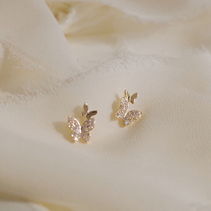 Boucles d'oreilles clous papillon brillantes en argent sterling S925 CANNER, bijoux élégants pour mariage et fête, petites boucles d'oreilles papillon mignonnes, cadeau - Product Image 4