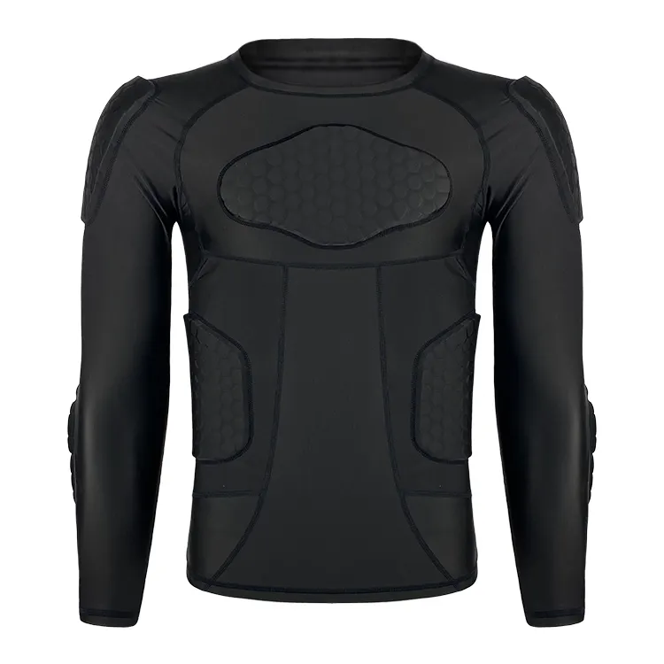 chiwanji Long Sleeve Goalkeeper Body Safe Guard Sports T-Shirt Rib Shoulder Protector Protector Suit for Football Basketball Paintball 