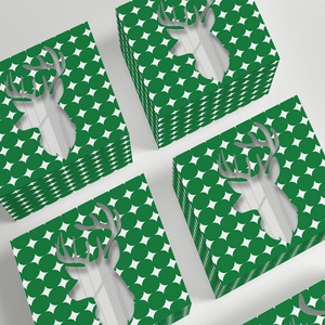 Christmas Party Window Gift <b>Box</b> Snowman Snowflake Red Black White Checkered Square Folders - Product Image 4