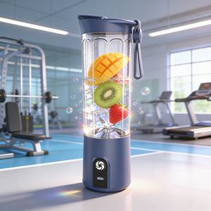 Blender portable alimenté par USB, batterie 2000 mAh, 550 ml, fabrication de smoothies, sans BPA, 6 lames, mode turbo, utilisation en extérieur, en voiture - Product Image 6