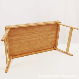 Bamboo breakfast plate <b>with</b> <b>legs</b>, bedside <b>table</b>, folding plate, suitable for home, dormitory, computer desk, and storage. - Product Image 3