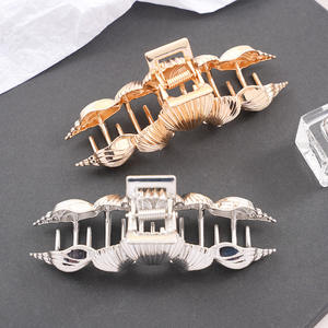 Pince à cheveux en métal style simple, grande pince rétro en forme de coquille pour femmes, accessoires capillaires - Product Image 4