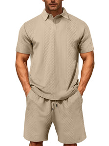 Ensemble <span class=keywords><strong>Polo</strong></span> Décontracté Sportif <span class=keywords><strong>Homme</strong></span> en Tissu Jacquard Nouvelle Collection Été Style Européen et Américain à Revers Fin – Vêtements Transfrontaliers - Product Image 6