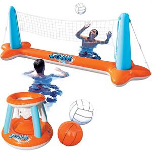 Set de Flotadores Inflables para <span class=keywords><strong>Piscina</strong></span>, Voleibol y Baloncesto, Juguete de Verano para Niños y Adultos, Modelo 40040 (Voleibol 105x28x38, Baloncesto) - Product Image 1