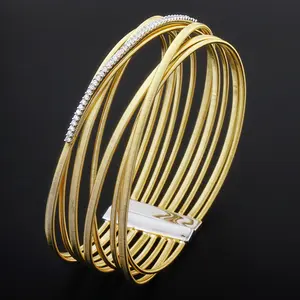 solid 925 sterling silver bangle bracelet cuff trend women custom jewellery italy 18k gold plated rope zircon bangles for ladies