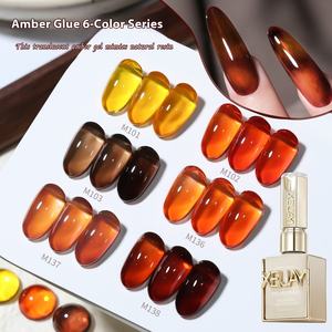 2025 nouvelle mode ambre série Gel à ongles longue durée glace Transparent Caramel brun Style français 15ml Volume pour magasin d'ongles - Product Image 6