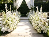 Vente en gros de rangées de fleurs artificielles en soie blanches de 1 m, chemin de table pour allée de mariage, arrangement floral fait main, centre de table TUOYI