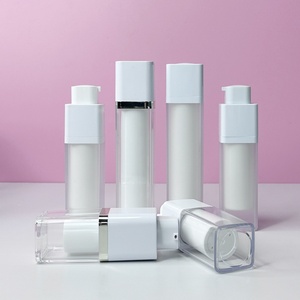Hot Selling New Style Matte square White Airless <b>Bottle</b> 15ml 30ml 50ml Empty Cosmetic Plastic <b>Pump</b> Lotion <b>Bottles</b> - Product Image 1