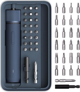 HOTO Kit de tournevis électrique sans fil amélioré avec lumière LED, 25 embouts hexagonaux de 1/4'' magnétiques et rechargeables, pour l'assemblage et la réparation de meubles - Product Image 1