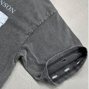 T-shirt épais et épais OEM 100% coton surdimensionné lavé à l'acide T-shirt personnalisé délavé Vintage Logo imprimé - Product Image 3