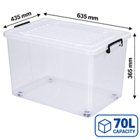 Boîte de rangement transparente en PP 70L pour placard, chambre, buanderie – Conteneur empilable pour serviettes et literie