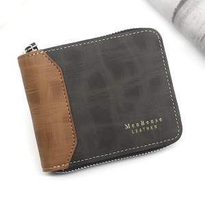 Ultime Arrivo Retrò Degli Uomini Del Raccoglitore di Cuoio DELL'UNITÀ di elaborazione Breve Portafogli Maschio Multifunzionale Della Chiusura Lampo Della Borsa Della Moneta del Supporto di Carta Della Tasca - Product Image 6