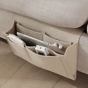 Convenient Bed Sofa Bedside Storage Organizer Hanging Desk Felt Pocket For Magazine Remotes Phone
