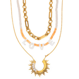 Collar con colgante de acero inoxidable con diseño geométrico de circonita para fiestas y joyería de moda - Product Image 1