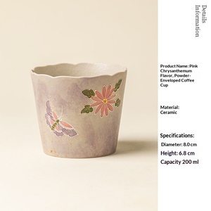 Tasse à thé en céramique peinte à la main motif chrysanthème, tasse à eau, tasse à thé domestique, tasse à café de bureau, tasse à thé portable - Product Image 6