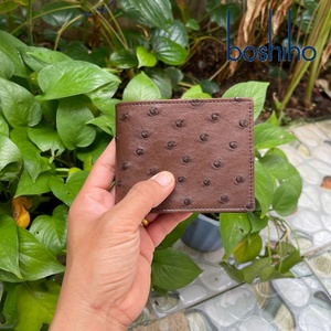 กระเป๋าสตางค์แบบพับสองตอนหนังนกกระจอกเทศสุดหรู ดีไซน์เนอร์แบรนด์ Boshiho ทำมือ ขนาดเล็ก ใส่บัตรได้เยอะ ป้องกันการโจรกรรม - Product Image 2