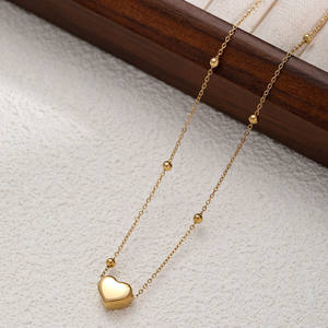 2025 venta al por mayor de acero inoxidable chapado en oro joyería impermeable Acción de Gracias regalos del Día de San Valentín amor corazón colgante collares - Product Image 6