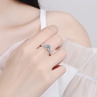 Bague en argent sterling 925 avec moissanite, six griffes, taille brillant rond, pour fiançailles et mariage, certifiée GRA, vente en gros